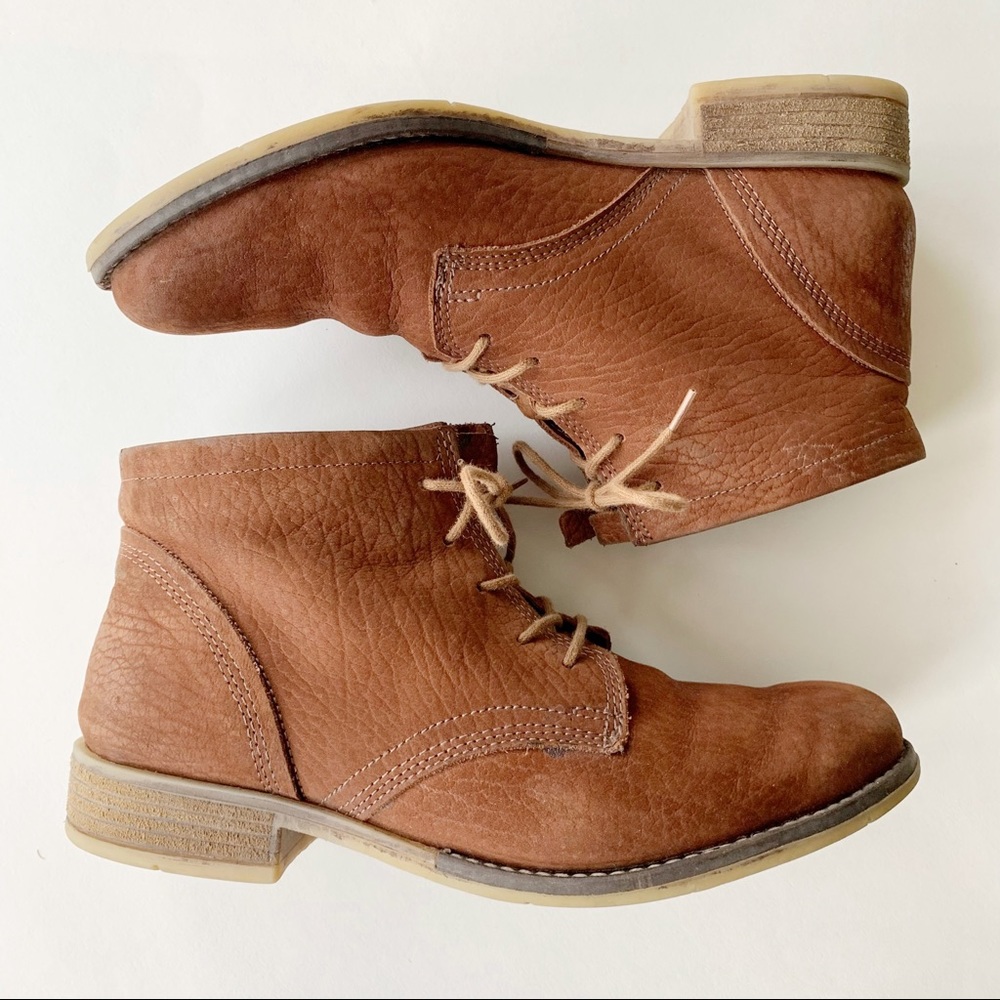 Josef Seibel Cognac Brown Leather Ankle Boot Sz 38/7.5